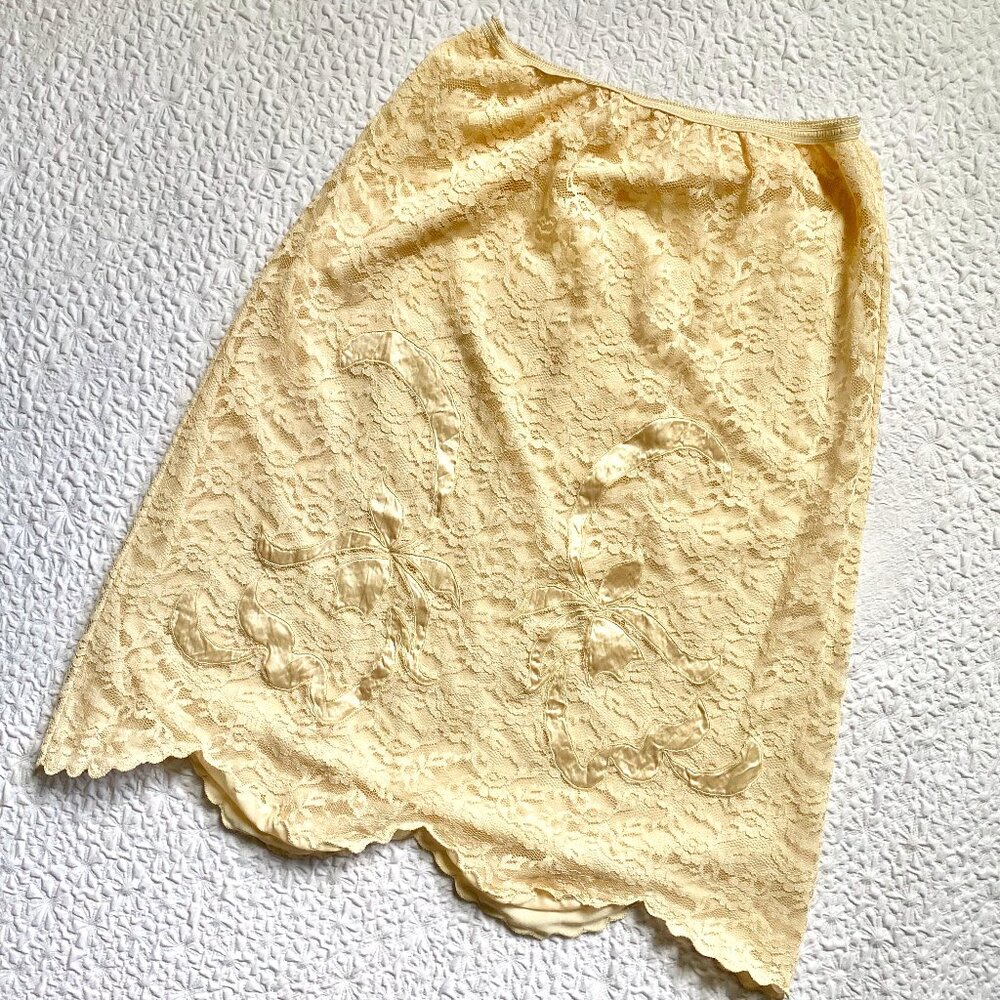 Vintage Lace Lined Half Slip Lingerie Womens Patch Design Nylon